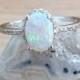 Sterling Silver Opal Ring with Halo FREE Gift Box & FREE Shipping Codes Below Alternative Bride Rings Opal Engagement Ring Promise Ring
