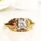 Art Deco Engagement Ring 0.30ct Old Transitional Cut Diamond 14K Two Tone Gold Antique Diamond Wedding Ring Size 5