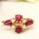 Vintage Red Spinel & Pearl Ring 14K Yellow Gold Vintage Promise Ring Alternative Engagement Ring Bridal Jewelry