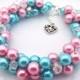 Pearl Cluster Bracelet, Pink Turquoise Pearl Bracelet, Chunky Bracelet, Colorful Bridal Bracelet, Bridesmaid Jewelry