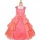 Coral Taffeta Layered Dress w/ Lace Style: D5722 - Charming Wedding Party Dresses