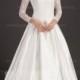 A-Line/Princess High Neck Floor-Length Satin Wedding Dress (002015488)