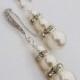 INGRID - Bridal Swarovski Pearl And Rhinestone Silver Earrings