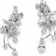 Graceful CZ Vine Wedding Or Prom Earrings With Dangle