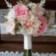 Blush Pink and Ivory Dahlia Garden Rose and Ranunculus Garden Wedding Bouquet - Silk Wedding Bouquet