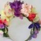 Purple Flower Crown Hair Accessories Lilac Bridal Floral Crown Autumn Headpiece Frida Kahlo Headband