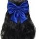 Royal Blue Hair Bow, Royal Blue Satin Hair Bow, Wedding Pew Bow, Navy Extra Large Hair Bow, Big Bow, Blue Attachable Bow, Girls Bow ELWT034