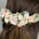 Bridal Flower Comb- Blush bridal headpiece- Back Flower Comb- Back Headpiece- Ivory Wedding Hair- Floral Hair Comb- Flower Crown- Circlet