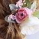 hair flower wedding, bridal hair piece, bridal hair clip, floral hair, pink flower hair clip, bridal hair flower, bridal headpiece ivory