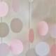 Pink White & Grey Circle Garland 10ft Long - Wedding Decoration,Birthday Decoration, Baby Shower Garland, Nursery Garland