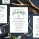 Printable Eucalyptus Greenery Wedding  Invitation, Greenery Wedding Invitations, Editable Text, Instant Download, Eucalyptus Greenery