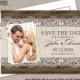 DIY Printable Rustic Save The Date Postcards, Photo Wedding Save The Dates With Burlap And Lace