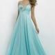 Elegant A-line Halter V-neck Crystal Detailing Floor-length Chiffon Prom Dresses - Dressesular.com