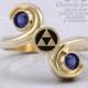 Glorious legend of Zelda hyrule triforce inspired ring CZ stone Enamel / 925 silver/ 14K Gold / Custom made / FREE SHIPPING / Made to Order
