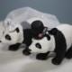 Panda Bear Bride And Groom Custom Wedding Cake Topper - Black and White Wedding - Animal Cake Topper - Personalized Cake Topper