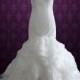 Strapless Lace Mermaid Wedding Dress With Organza Ruffle Skirt 