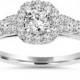 3/4CT Diamond Cushion Halo Engagement Ring 14K White Gold Size 4-9