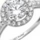 2.50 CT Engagement Ring Round Cut Halo Solid 14k White Gold Bridal Band Mother's Day Gift