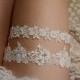 off white bridal garter set , lace garter set, retro floral lace garter, wedding garter set,beaded garter set