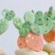 12 Cactus Sugar Decoration, Cacti Sugar Toppers, Cactus Cupcake Toppers