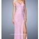 V-Neck Long Lace La Femme Open Back Prom Dress - Discount Evening Dresses 