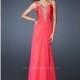 Peach La Femme 18726 - Chiffon Open Back Dress - Customize Your Prom Dress