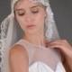Bridal Soft illusion Tulle Juliet Cap Veil, Floral lace Wedding Waltz Cathedral veil ,Vintage Single One Tier Bride Ivory hair accessories