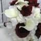 Burgundy wine rose calla Wedding bouquet - Silk flower Bridal bouquet - Ready to ship