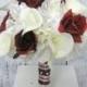 Bridal bouquet, Burgundy rose Wedding bouquet, Wine rose, Calla bridesmaids bouquets, calla lily and rose wedding flowers, silk flowers