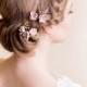 Flower Hair Pins Cherry Blossom - Bridal Hairpins  - Wedding Hair Clips - Silk Flower Tiny Headpiece - Floral Accessories for Wedding
