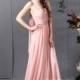 Delicate Sheath-Column One Shoulder Sweep Brush Train Chiffon Veiled Rose Evening Dress - Top Designer Wedding Online-Shop