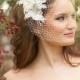 Embellished Birdcage Veil with Alencon Lace, Flowers, Pearls, and Crystals - Amsterdam