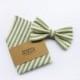 Bow tie and pocket square for men groom and groomsmen, green style striped, tie and handkerchief gift for groomsmen, spring summer wedding