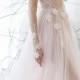 Strapless Branch Embroidered Bodice Blush Wedding Dress