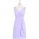 Lilac Azazie Iliana - V Back Knee Length V Neck Chiffon Dress - Charming Bridesmaids Store