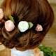 Peach bridal hair pins, peach flower bobby pins, floral peach hair pins, weddings, hair, peach bridesmaid bobby pins, peach hair accessories