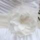 Ivory bridal flower with feathers, pearls, Swarovski Crystals or rhinestones - CHICAGO no.33