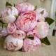 Blush pink and pale pink silk wedding bridesmaid bouquet. Made with artificial peonies.