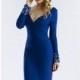 Sapphire Long Sleeve Evening Dress By Nika Formals - Color Your Classy Wardrobe