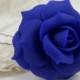 Blue Rose Hair Clip Pin - Blue Hair Flower