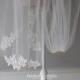 Veil - 90'' Ivory Chapel Wedding Veil with Applique lace finishing 