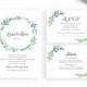Greenery Wedding Invitation Set / Printable Invitation / Greenery Invitation Set / Green Wreath Invitation Suite / Botanical Invite