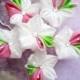 Kanzashi Fuchsia Snow White Silk Cherry Blossom Festival Flower Prong Handmade By Mizusgarden