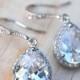 Wedding Jewelry Bridal Earrings Pear Cubic Zirconia CZ Teardrop Dangle Drop Earrings Sterling Silver