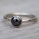 Rose Cut Black Diamond Engagement Ring, Round Diamond Solitaire Ring, Handmade Diamond Wedding Gift