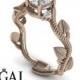 Rose Gold Engagement Ring Moissanite Ring Leaf Engagement Ring Twig Ring Vintage Ring 14k Rose Gold Engagement Ring - Allison