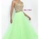 Blush High Neck Prom Dress with Beaded Top - Discount Evening Dresses 