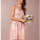 A-Line/Princess V-neck Knee-Length Organza Bridesmaid Dress With Lace - Beautiful Special Occasion Dress Store
