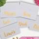 Gold Place Cards, Brush Lettering Name Tents, Hand Lettered Buffet Cards, Escort Cards, Dinner Party, christening, UK calligraphy