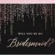 Rose Gold Foil Will You Be My Bridesmaid Card Maid Of Honor Ask Bridesmaid Black Paper Real Foil Flower Girl Card Shimmer Envelope WC0008